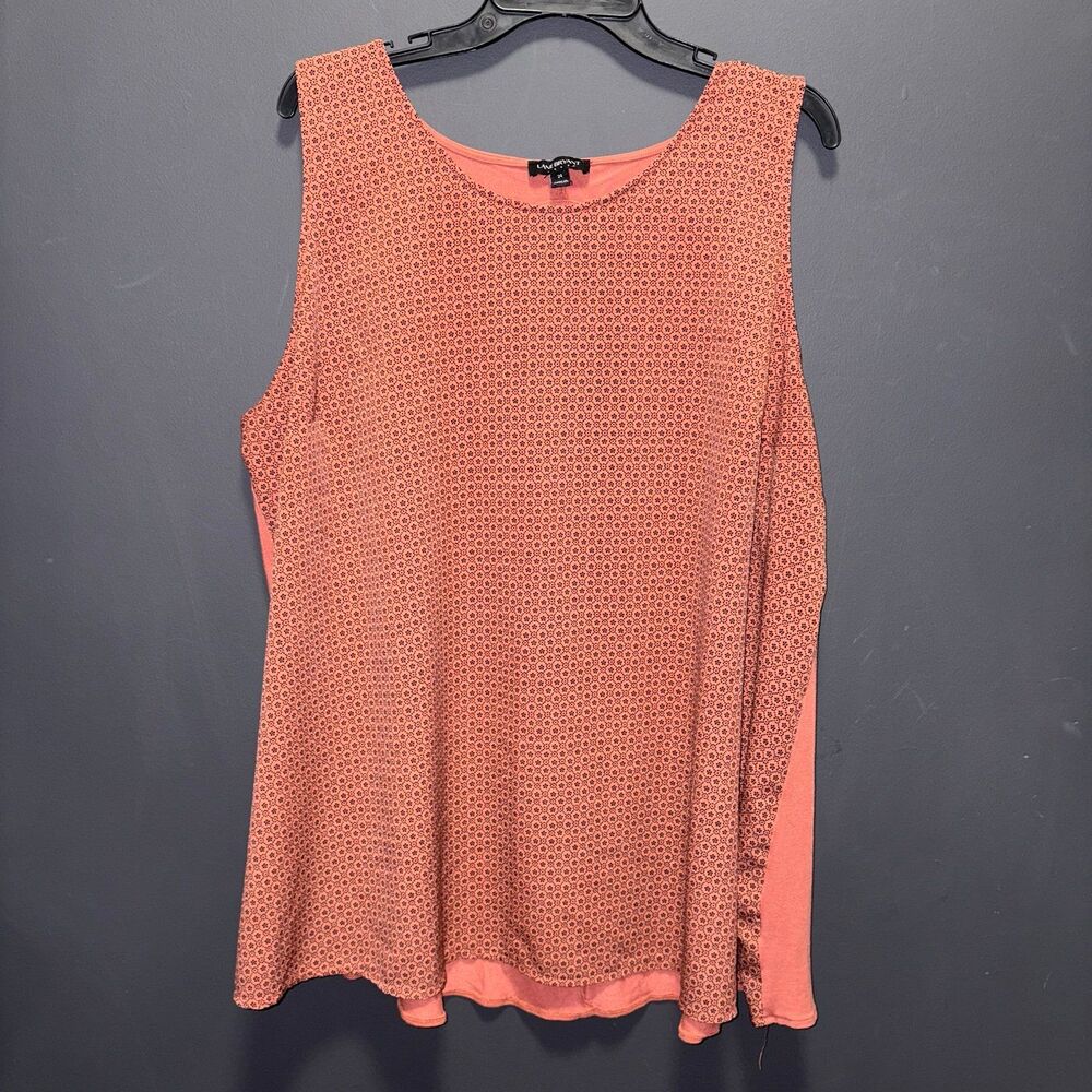 Lane Bryant Women’s Plus 24 Sleeveless Top Blouse Orange Red Black Peep Black